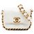 Chanel Mini Bianco in Pelle Trapuntata con Catena di Cornice Crudo