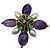Broche CC Logo embelezada com pedras em roxo / turquesa / strass / pérolas da Chanel 2005 Multicor - vista 4