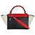 Céline Borsa Trapeze Piccola in Pelle di Vitello Grana Rossa Nera Bianca Celine Rosso Multicolore - vista 2