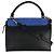 Céline Borsa Trapeze Piccola in Pelle di Vitello Grana Suede Blu Nero Crema di Celine - vista 2