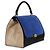 Céline Borsa Trapeze Piccola in Pelle di Vitello Grana Suede Blu Nero Crema di Celine - vista 4