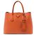 Borsa Prada Orange Medium Saffiano Cuir Double Handle Satchel Arancione