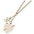 Collana Pendente in Strass a Forma di Cuore e Freccia Chanel Coco Mark Rosa D'oro