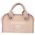 Bowling Bolsa de boliche Chanel Deauville em lona grande Bege