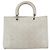 Christian Dior Borsa a mano Lady Dior Canage in pelle bianca e argento Auth YKZ152 Bianco - vista 2