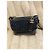 Borsa a spalla Chanel in pelle nera con paillettes blu Nero - vista 6