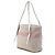 Borsa tote in tela beige con strisce e logo Prada - vista 2