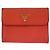 Billetera compacta de cuero Prada con logo, hardware dorado naranja