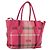 Autre Marque CB CHECK TASCHEN AUS CANVAS UND LEDER BLUE LABEL CRESTBRIDGE 2-WAY ROSA GOLD Auth 174708A Pink Golden