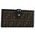 FENDI Cartera Larga de Lona Zucca Negra Marrón Auth am11263A Castaño Negro
