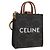 Céline CELINE Triomphe Tela Micro Vertical Cabas Charm PVC Marrone Oro Auth YKZ1019M D'oro