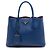 Prada Borsa doppia media in pelle Saffiano blu