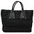 Prada Gathered Nylon-Leder Tote Bag Schwarz