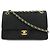 Chanel Matelassé Coco Mark Schultertasche mit Kette Schwarz