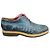 Autre Marque Scarpe Derby Botti Uomo in Pelle Intrecciata Blu Verde