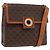 Céline Bolsa de ombro circular em lona Macadam CELINE em couro PVC marrom e dourado Auth BAZ798