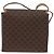 Céline Bolsa de ombro circular em lona Macadam CELINE em couro PVC marrom e dourado Auth BAZ798 - vista 2