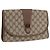 GUCCI GG Supreme Web Sherry Line Clutch Bag PVC Beige Oro 89 01 030 Auth AMZ078 D'oro