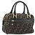 Borsa a mano in tela Zucca FENDI nera e marrone Auth YKZ272 Nero