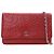 Wallet On Chain Cartera Chanel de piel de cordero grabada CC roja con cadena Camelia