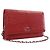 Wallet On Chain Cartera Chanel de piel de cordero grabada CC roja con cadena Camelia - vista 2