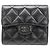 Chanel Schwarze Matelassé Lammleder Trifold Geldbörse