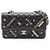 Borsa a Spalla Chanel Matelassé Double Flap Icon Charm Nero