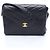 Bolsa de ombro Chanel Chevron V-Stitch em couro de cordeiro preto