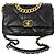 Chanel 19 Grande Borsa in Pelle di Agnello Trapuntata Nera Liscia con Patta Nero