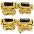 Timeless Goldene Metallbrosche mit Kleeblattstein Chanel Coco Mark Vintage 96A Schwarz - Ansicht 4