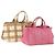 PRADA Borsa Canapa in Tela 2 Set Rosa Beige Auth 174968