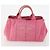 PRADA Borsa Canapa in Tela 2 Set Rosa Beige Auth 174968 - vista 10