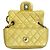Borsa flap extra mini in pelle di agnello iridescente gialla di Chanel, usata - vista 4