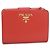 Vitello Cartera bi-fold Prada en cuero rojo Roja