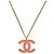 Chanel Gold CC Emaille Anhänger Halskette