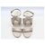 NUOVE SANDALI CHANEL G39654 38.5 IN SATIN LOGO CC STRASS Grigio - vista 9