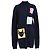 Jw Anderson Pullover mit Stehkragen aus marineblauer Wolle mit Häkelpatch