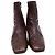 Botas de Tobillo de Cuero Marrón con Relieve de Cocodrilo By Far Castaño Roja - vista 2