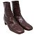 Botas de Tobillo de Cuero Marrón con Relieve de Cocodrilo By Far Castaño Roja - vista 3