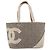 Borsa tote della linea Cambon di CHANEL in tweed grigio argento CC Auth mr2380A Marrone - vista 2
