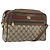 Bolsa Gucci GG Supreme Web Sherry Line em PVC bege e dourado 56 02 088 Auth am11288