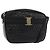 Bolso de Hombro Vala de Cuero Negro y Dorado Salvatore Ferragamo Auth ka4001