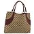 GUCCI GG Canvas Tote Bag Beige Silber 113016 Auth 175746