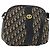 Borsa a spalla in tela Trotter Christian Dior blu navy oro Auth 175156 D'oro