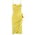 Autre Marque Vestido midi drapeado amarillo lima Anna Molinari Dorado