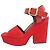 Céline Sandali con tacco spesso in suede Celine Rosso - vista 2