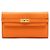 Cartera Larga Kelly en Chevre Mysore Naranja Hermès