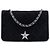 Wallet On Chain Chanel Schwarze gesteppte Wildleder Cocostellar Geldbörse mit Kette