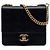 Chanel Mini Quadrato Nero in Pelle di Vitello Stampata Coco