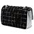 Chanel Nero Medio Classico Trapuntato in Tweed e Agnello Metallico Doppio Flap - vista 2